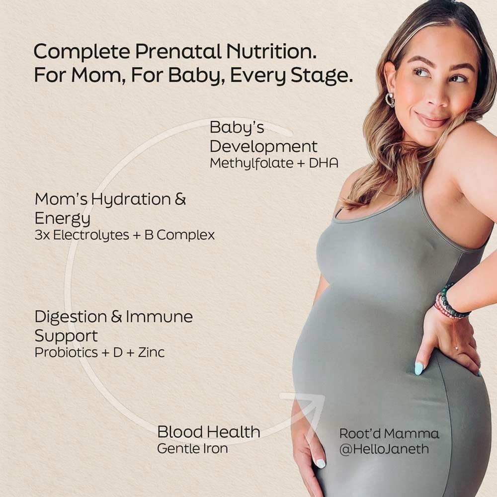 Root'd Prenatal DHA + Multivitamin Powder for Pregnancy Support, 7.5 oz