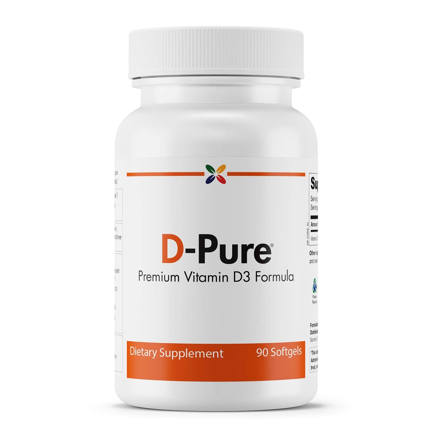 Stop Aging Now D-Pure Formula Vitamin D3 5000 IU with Safflower Oil Softgels 90