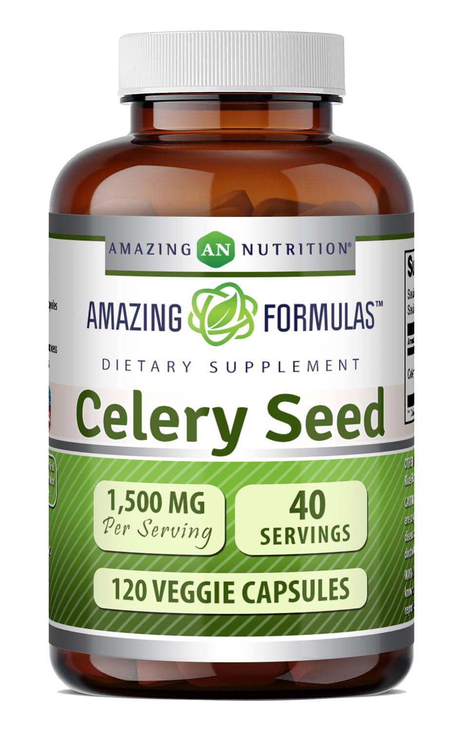 Amazing Nutrition Celery Seed Extract Supplement Capsules 120 Count