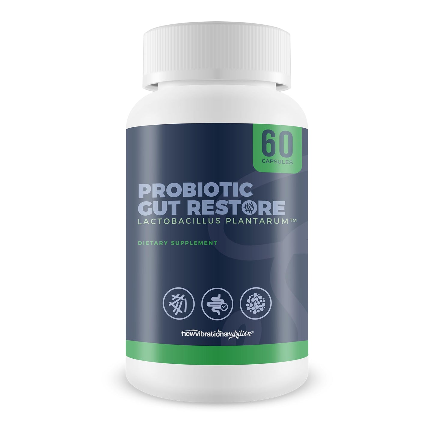 New Vibrations Nutrition Probiotic Gut Restore Lactobacillus Plantarum Capsules 60