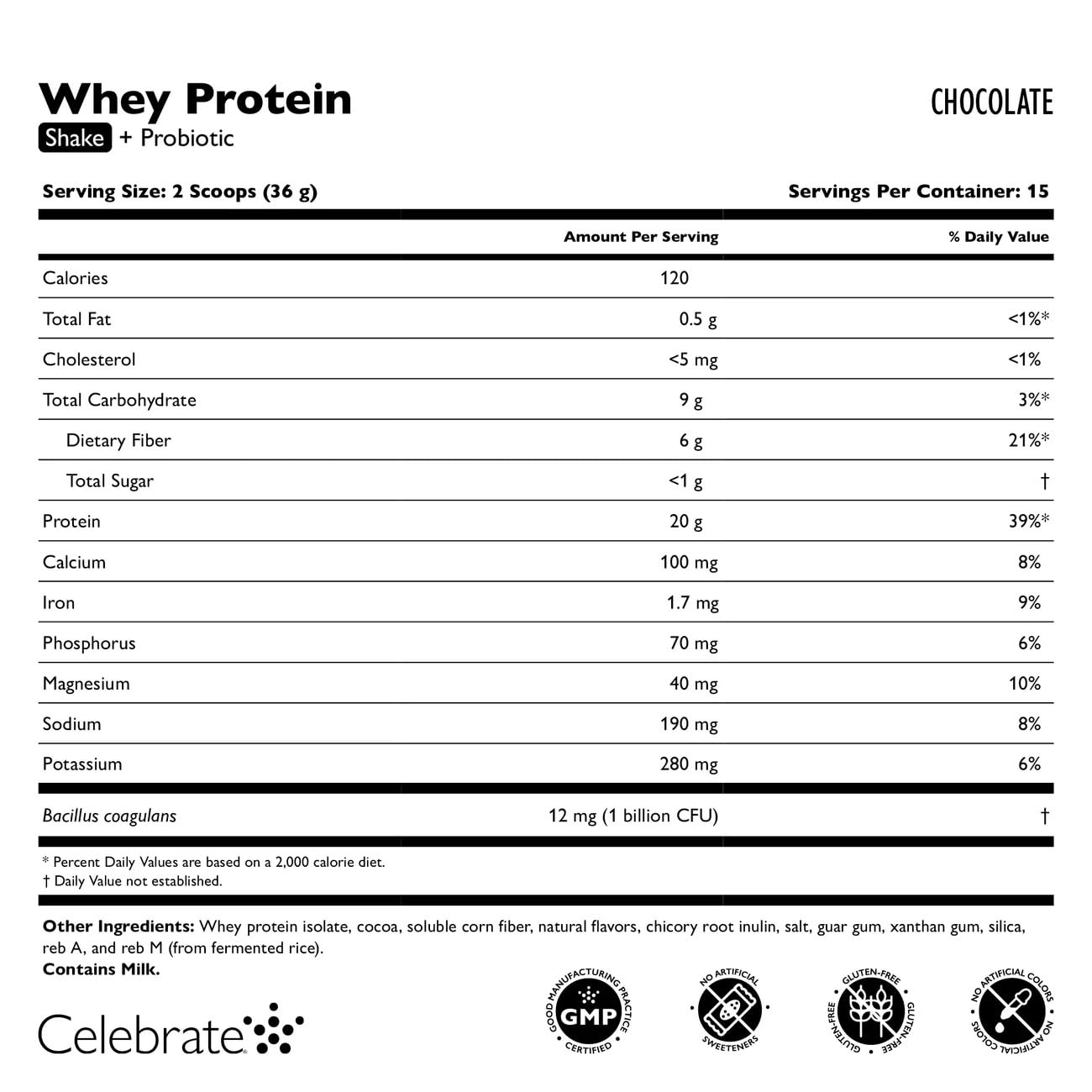 Celebrate Bariatric Supplements Rebuild Protein Powder with Probiotics & Prebiotics - 20g Whey Isolate Protein, High Fiber, for Post Bariatric Surgery Patients - Chocolate, 15 Servings