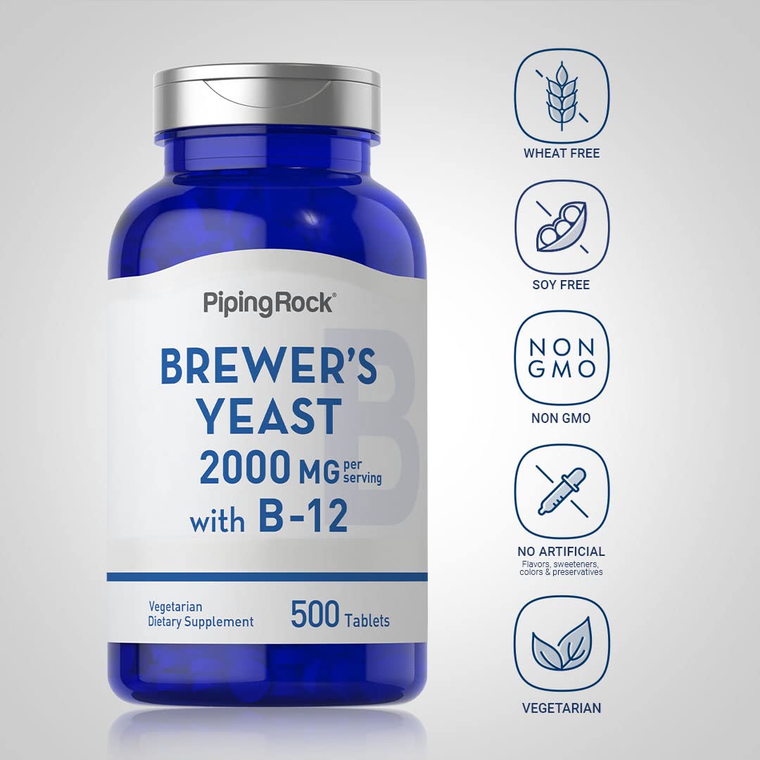 Piping Rock Brewer's Yeast 2000mg Tablets, 500 Count
