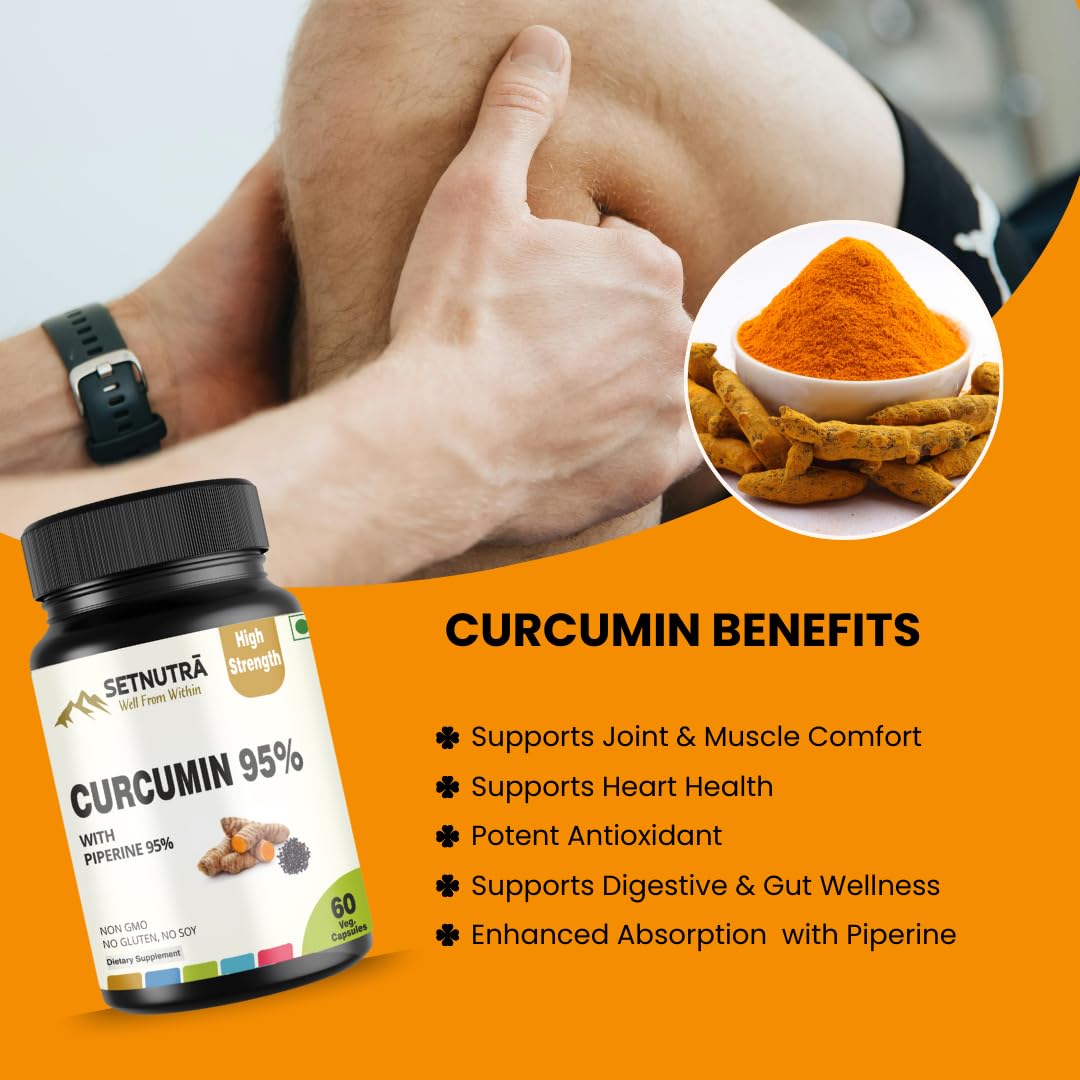 SETNUTRA Well From Within Turmeric Curcumin 95% with Piperine 95% High Potency Curcuminoids for Joint Health Support, 60 Capsules