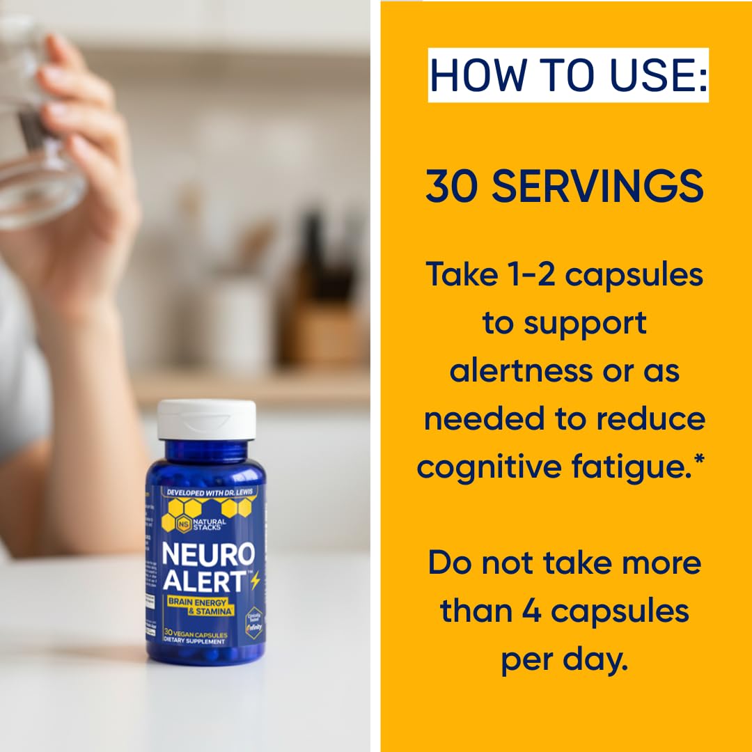 Natural Stacks NeuroAlert Paraxanthine 200mg Caffeine Free Energy Supplement 60 Capsules