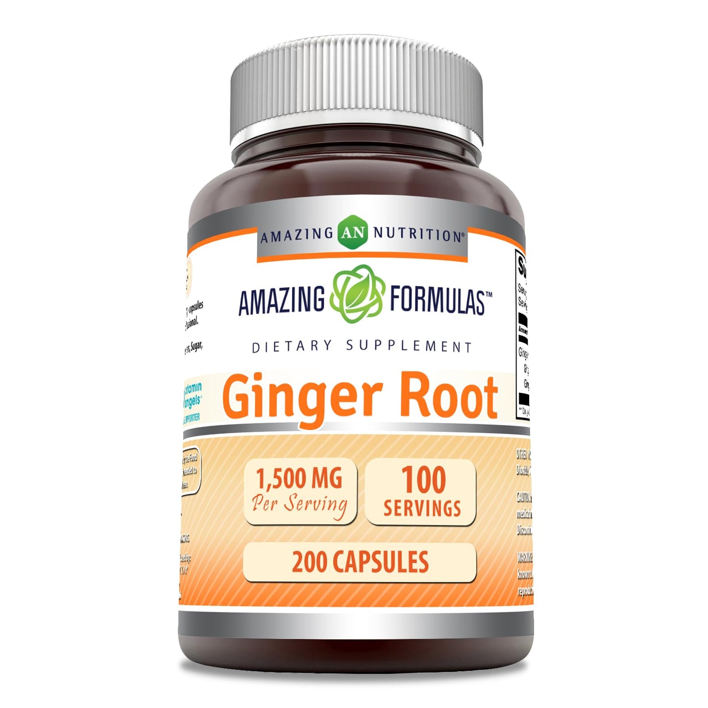 Amazing Nutrition Ginger Root 4:1 Supplement Capsules, 200 Count