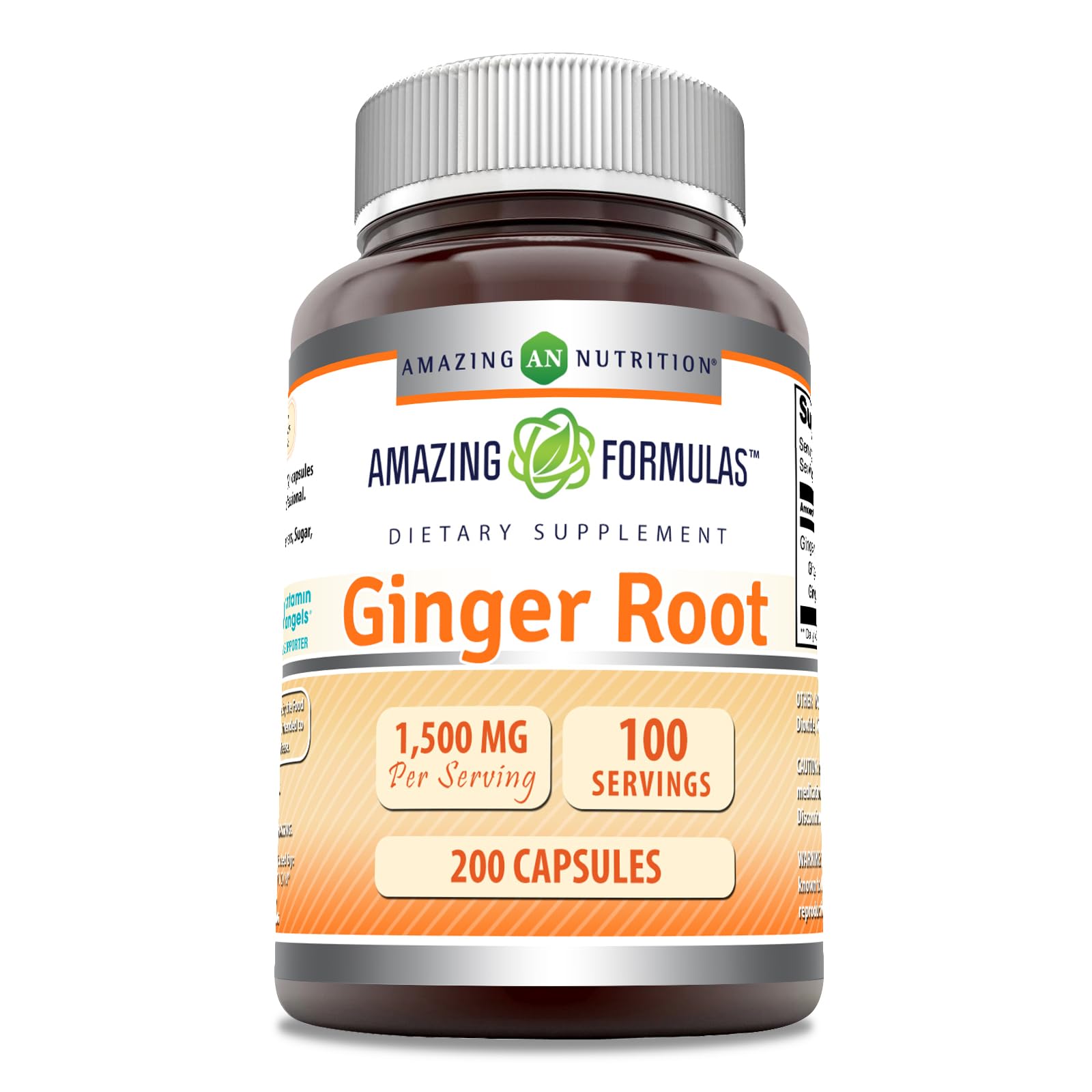 Amazing Nutrition Ginger Root 4:1 Supplement Capsules, 200 Count