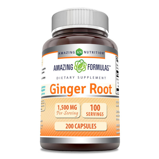 Amazing Nutrition Ginger Root 4:1 Supplement Capsules, 200 Count