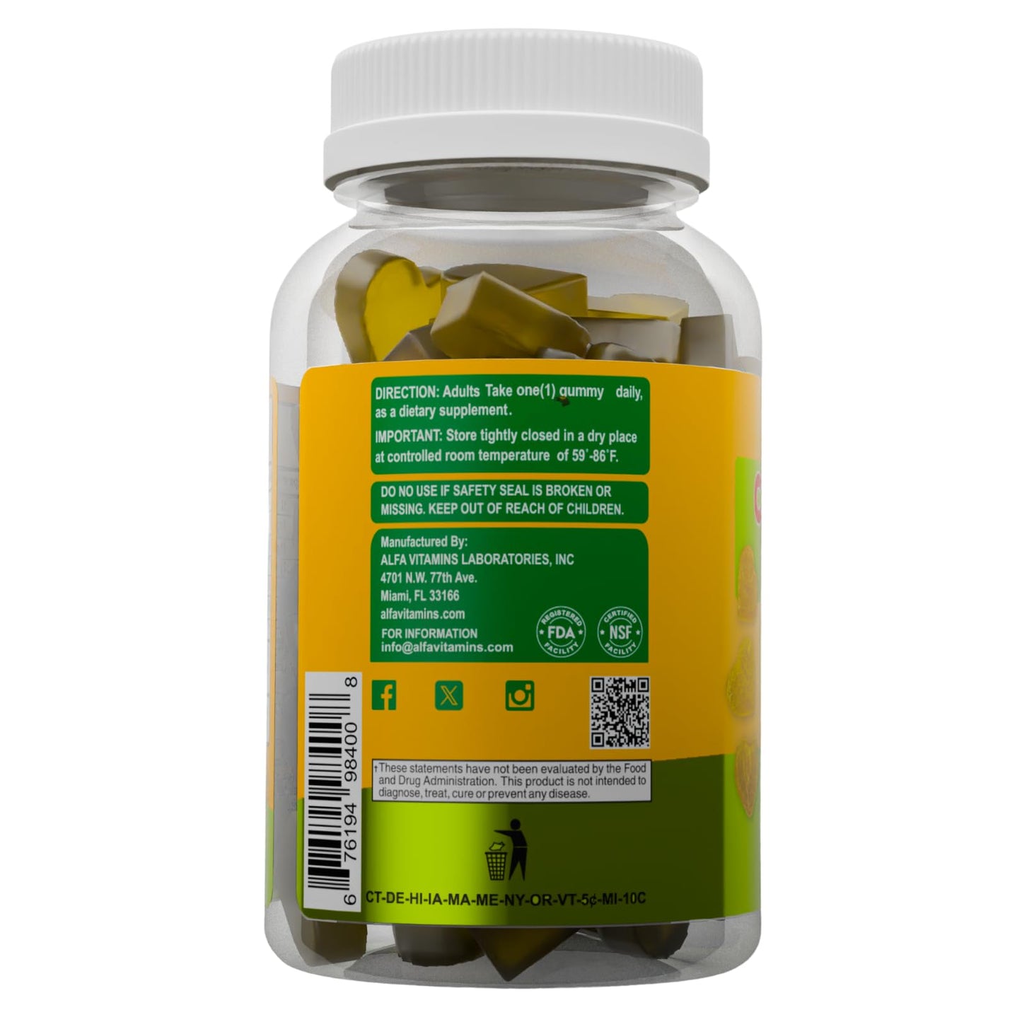 ALFA VITAMINS Collagen Gummies with Vitamin A for Skin Health, Hair & Nails Growth Supplement for Men and Women, Non-GMO, Gelatin-Free, 60 Gummies