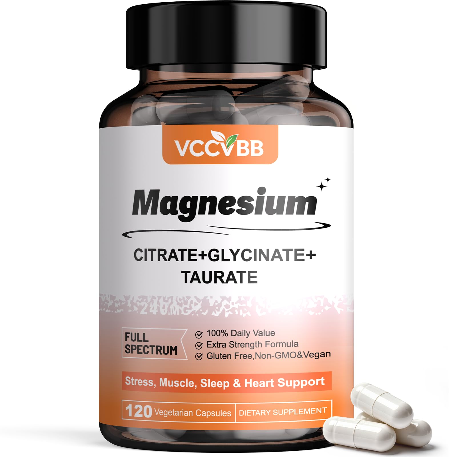 VCCVBB Magnesium Complex, Elemental Magnesium with Glycinate 120 Capsules