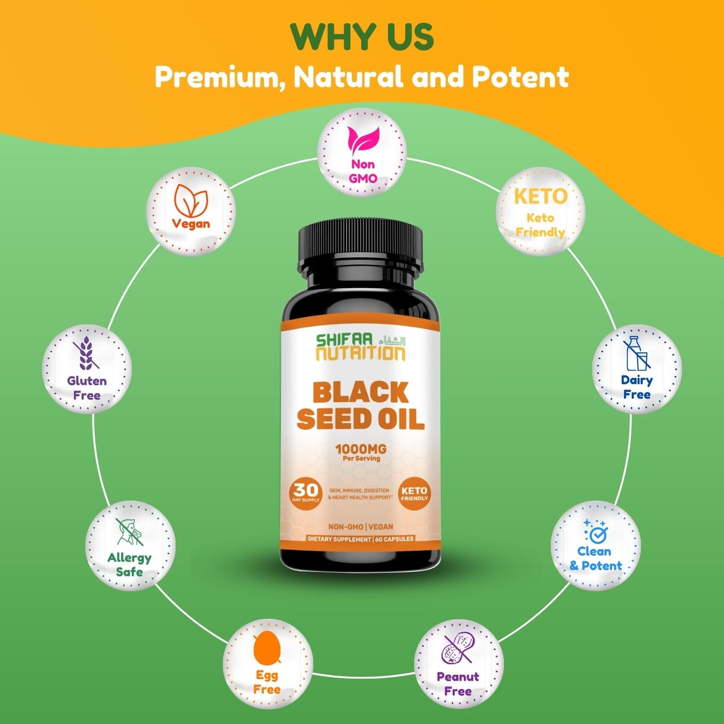 SHIFAA NUTRITION Black Seed Oil 1000 mg Liquid Capsules, 60 Count
