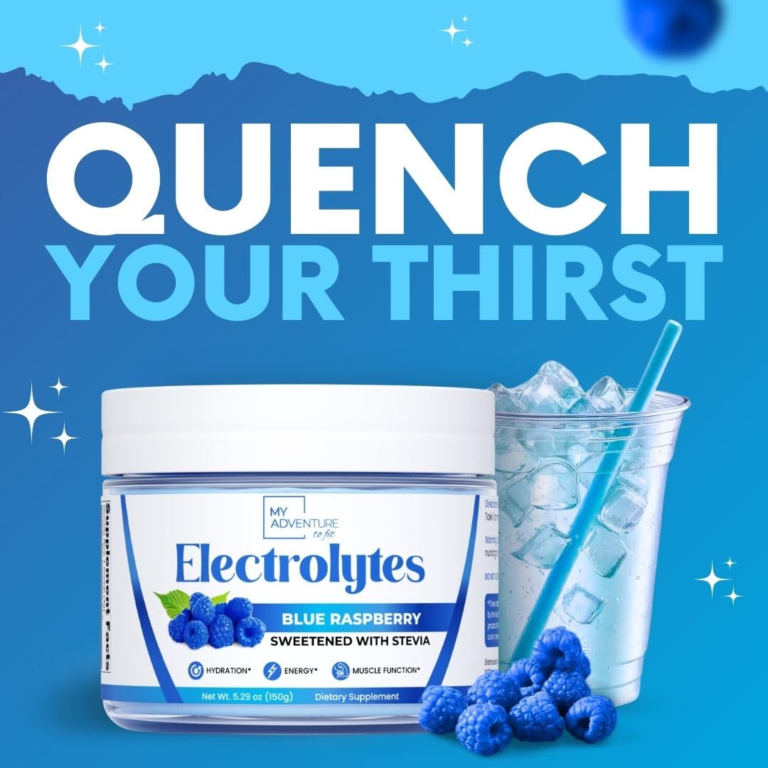 My Adventure to Fit Electrolytes - Blue Raspberry + Watermelon Candy Flavored Powder 10.58