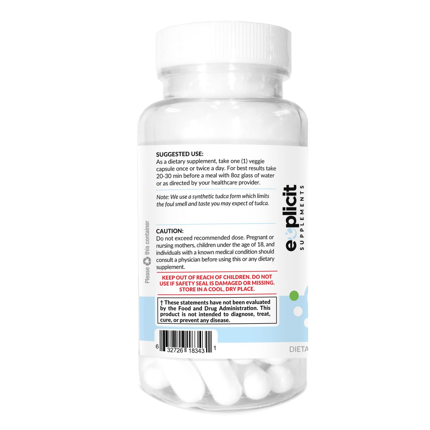 eXplicit Supplements TUDCA (Tauroursodeoxycholic Acid) Liver Support Capsule, 60 Count