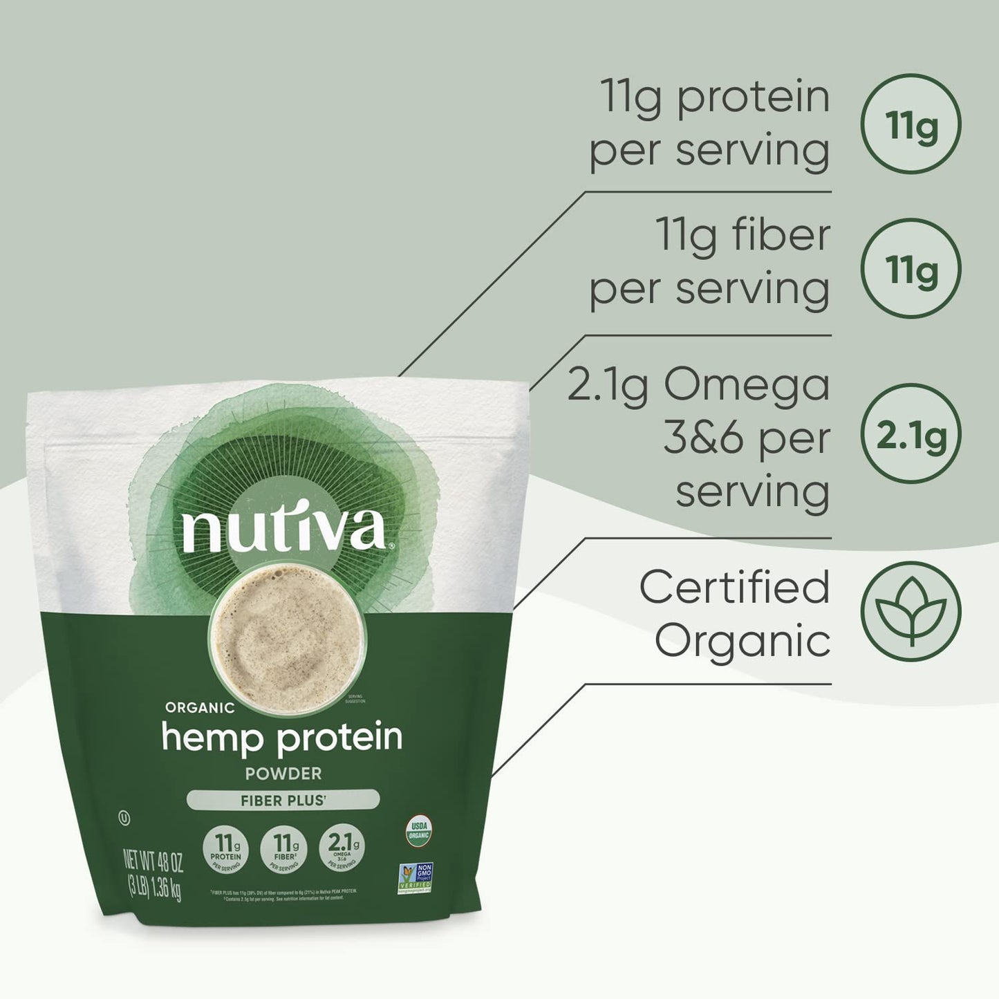 Nutiva Hemp Protein Powder, 3 Pound, 48 Servings