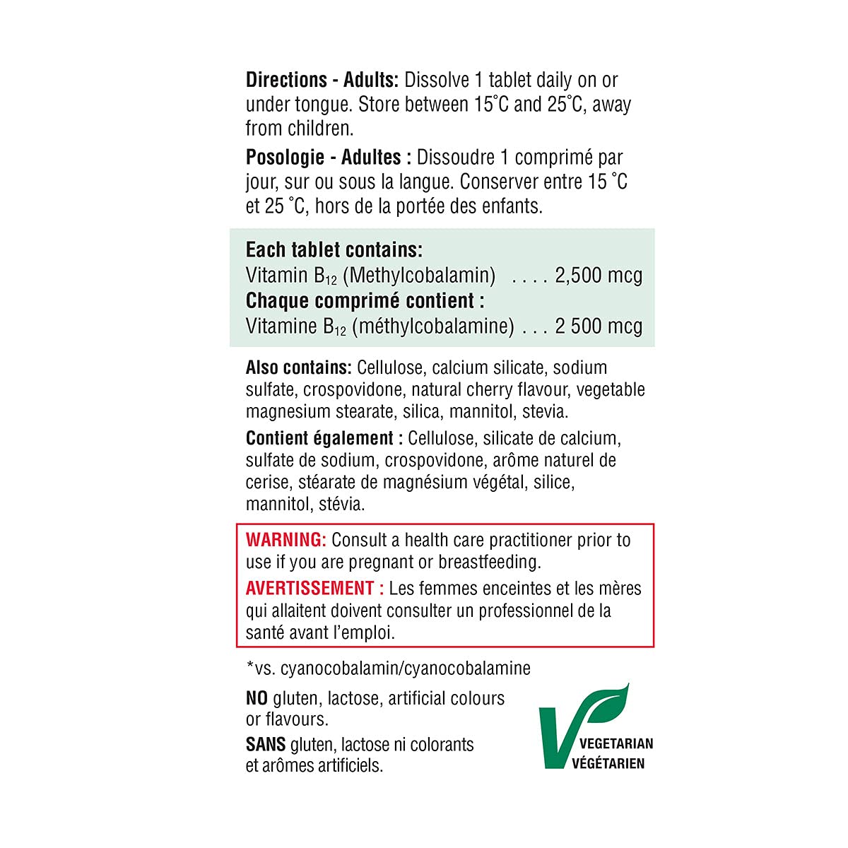Jamieson Laboratories Vitamin B12 2,500 mcg Methylcobalamin Tablet, 60 Tablets