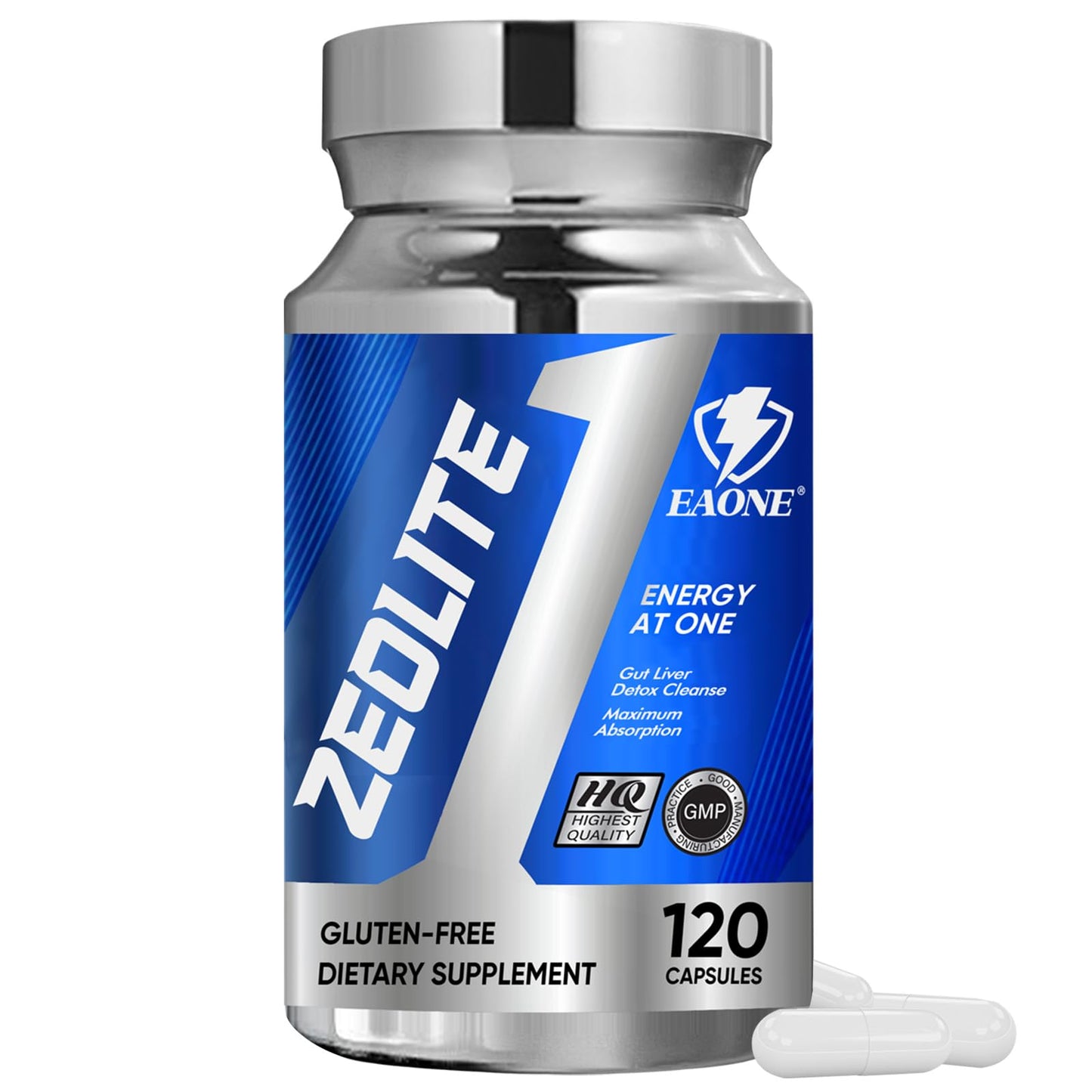 EAONE 2300mg Zeolite Detox Capsules, 120 Count Capsules