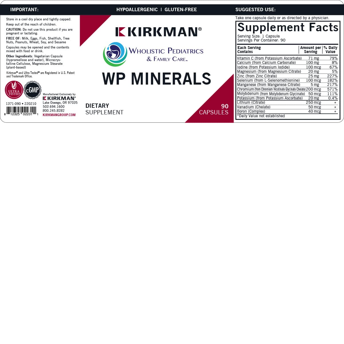 Kirkman WP Minerals 90 Vegetarian Capsules