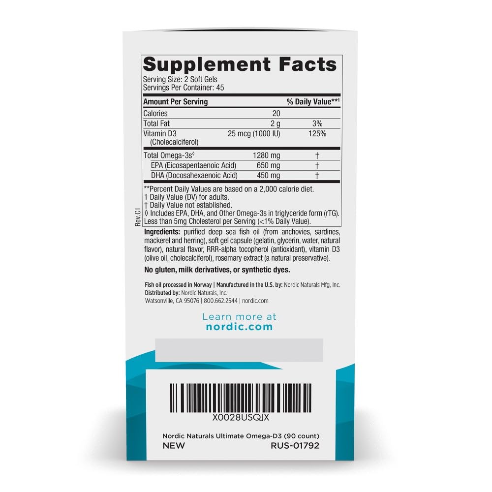 Nordic Naturals Ultimate Omega-D3 Softgels 90 Count