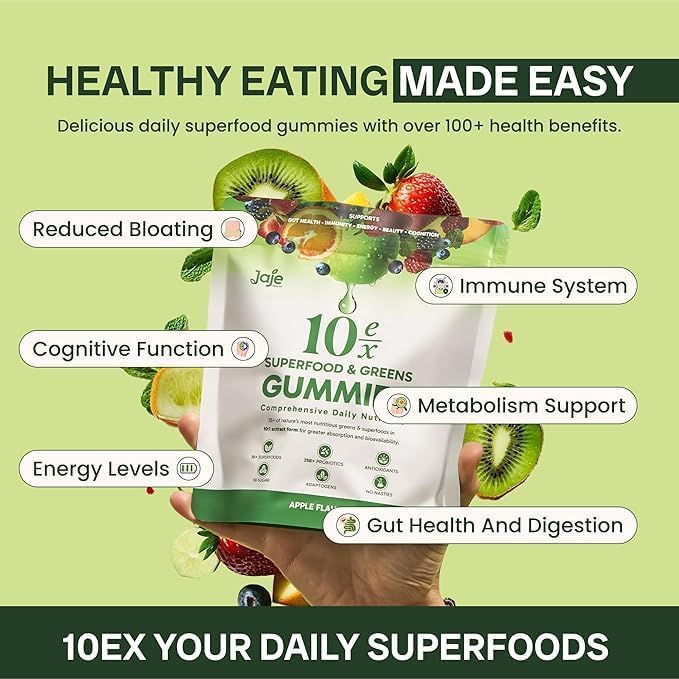 Jaje Health Supergreens Gummies with Probiotics, 120 Gummies