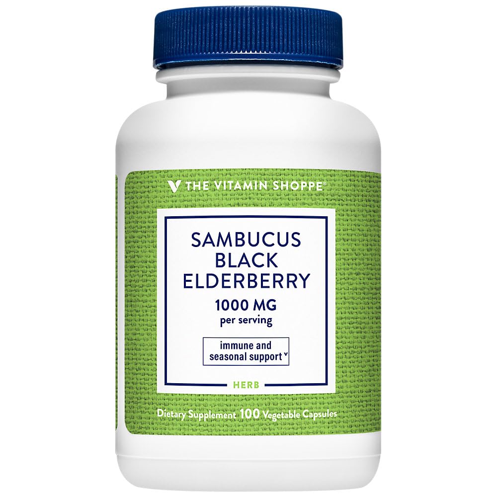 The Vitamin Shoppe Sambucus Black Elderberry Extract Vegetarian Capsules 100