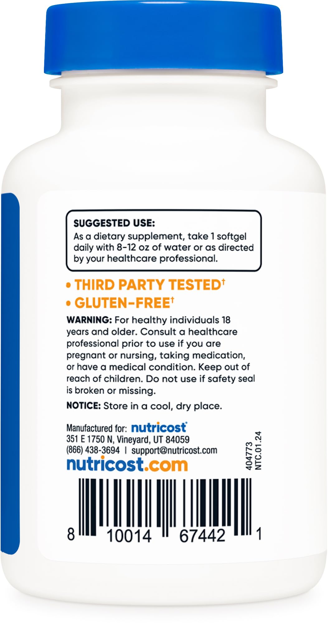 Nutricost Vitamin D3 1000iu Softgels, 240 Softgels
