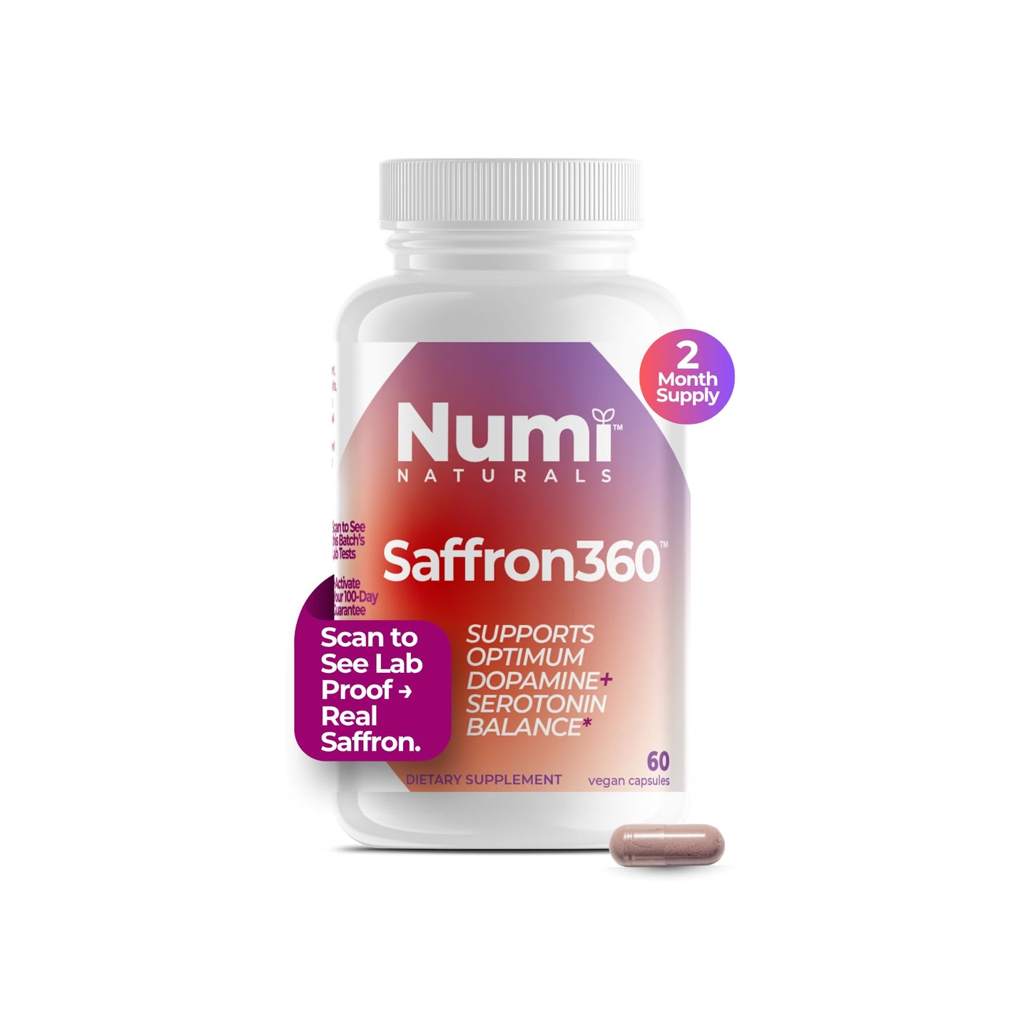 Numi Naturals Saffron Extract 88.5mg Capsule, 60 Count