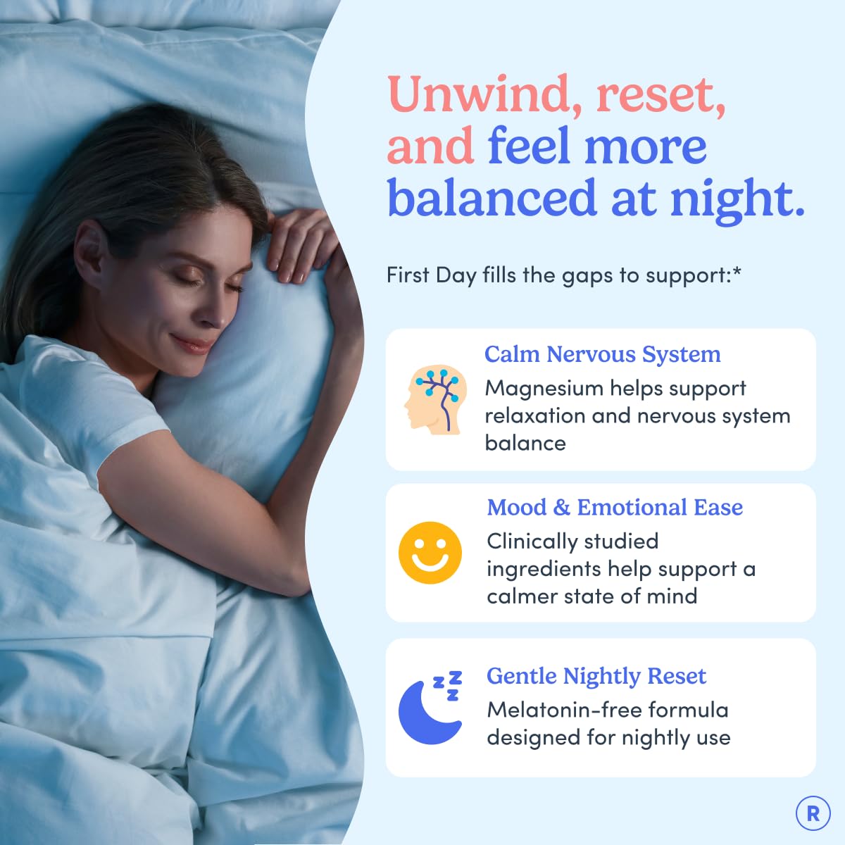 FIRST DAY Women’s Nighttime Reset Calming Magnesium Gummies, 60 Count