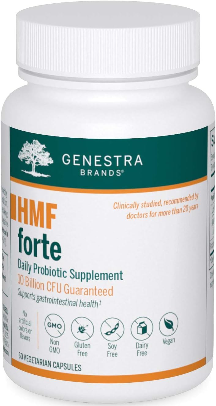 Genestra Brands HMF Forte Probiotic Supplement Four Strains of Probiotics to Promote GI Health 60 Capsules