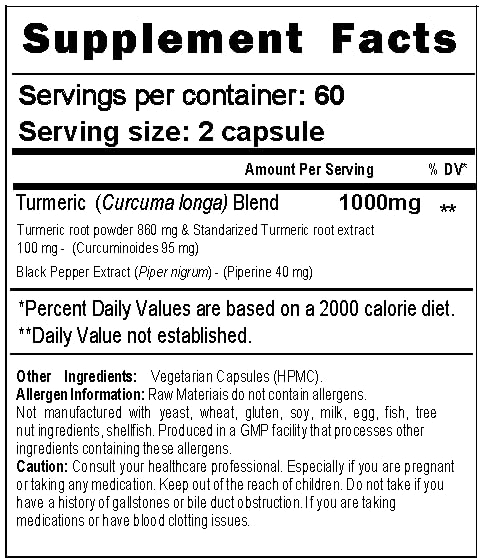 Essenzefruits Turmeric Curcumin with Black Pepper – 1000 mg Full Spectrum Turmeric Complex with 95% Curcuminoids & Piperine Capsules, 120 Count