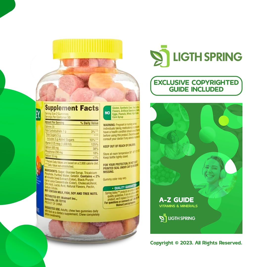 LightSpring Calcium Plus Vitamin D Gummies, 100 Ct