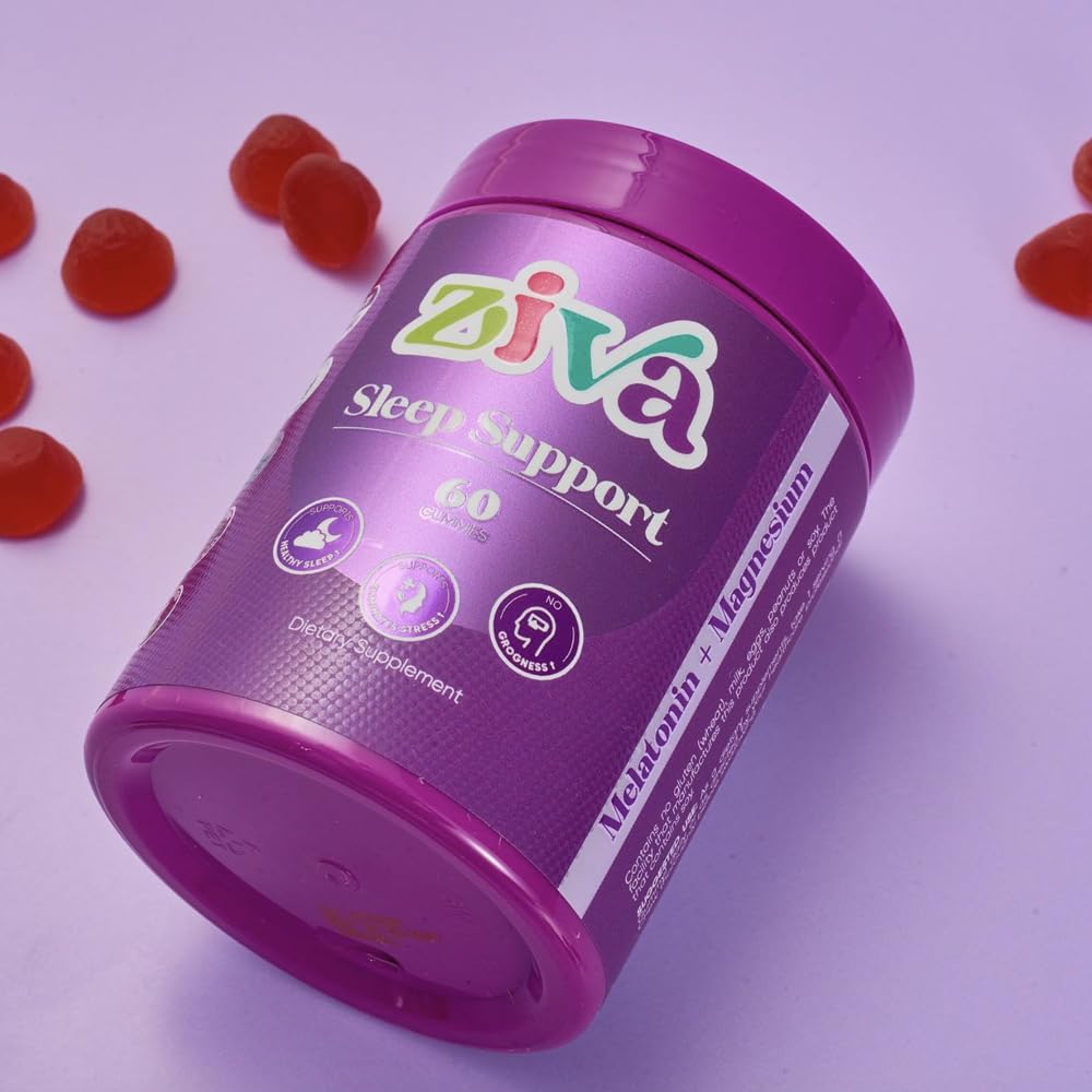 ZIVA Sleep Support Gummies – Melatonin & Magnesium Sleep Aid for Adults – Restful Sleep Formula with Natural Berry Flavor, 60 Count