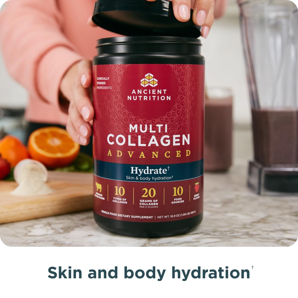 Ancient Nutrition Advanced Multi Collagen Peptides Hydrate Powder, 17 Servings