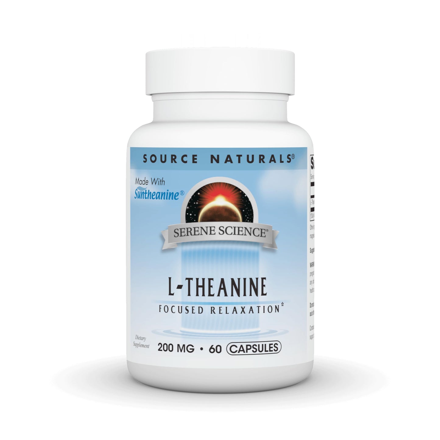 Source Naturals Serene Science L-Theanine, Made with Suntheanine, for Focused Relaxation, 200 mg, 60 Capsules