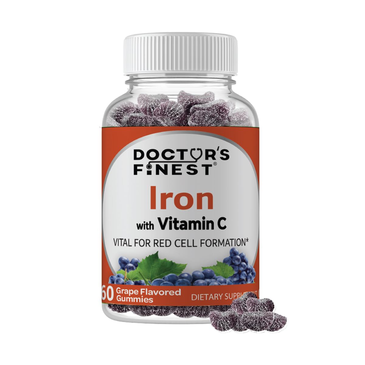 Doctor's Finest Iron with Vitamin C, Grape Gummy, 60 Gummies