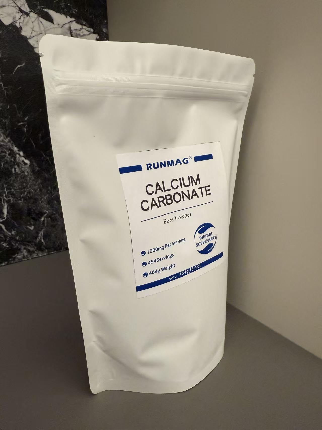 RUNMAG Calcium Carbonate Ultra Fine 400 Mesh Powder USP Food Grade 16.01