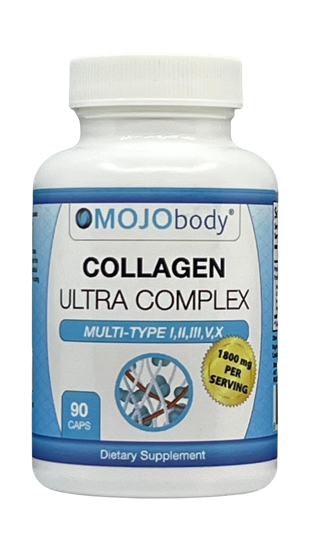 MOJObody Multi Collagen Ultra Complex Capsules (Types I, II, III, V & X), 1500mg Per Serving, 90 Capsules