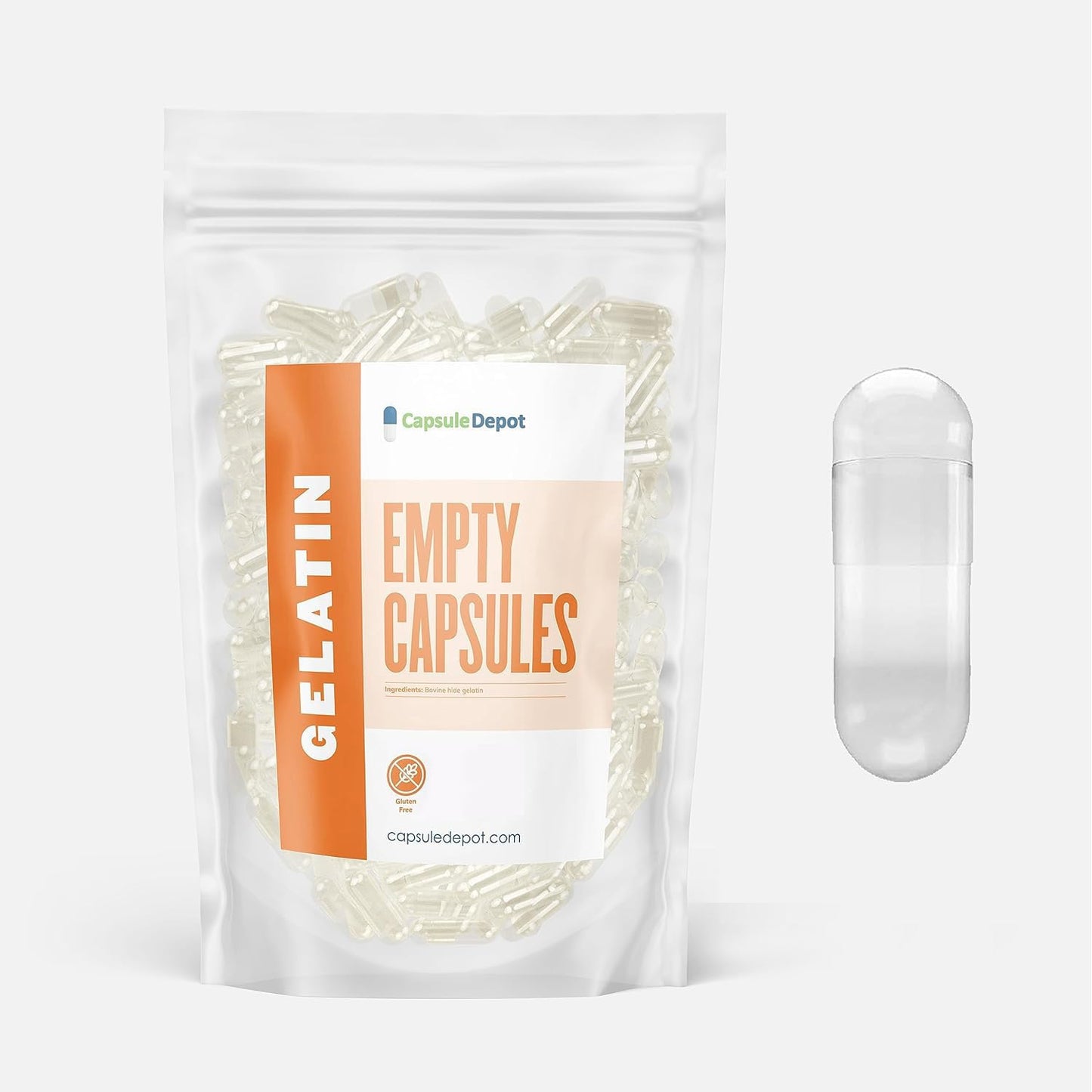 Capsule Depot Clear Size 1 Empty Gelatin Capsules, 1 Count