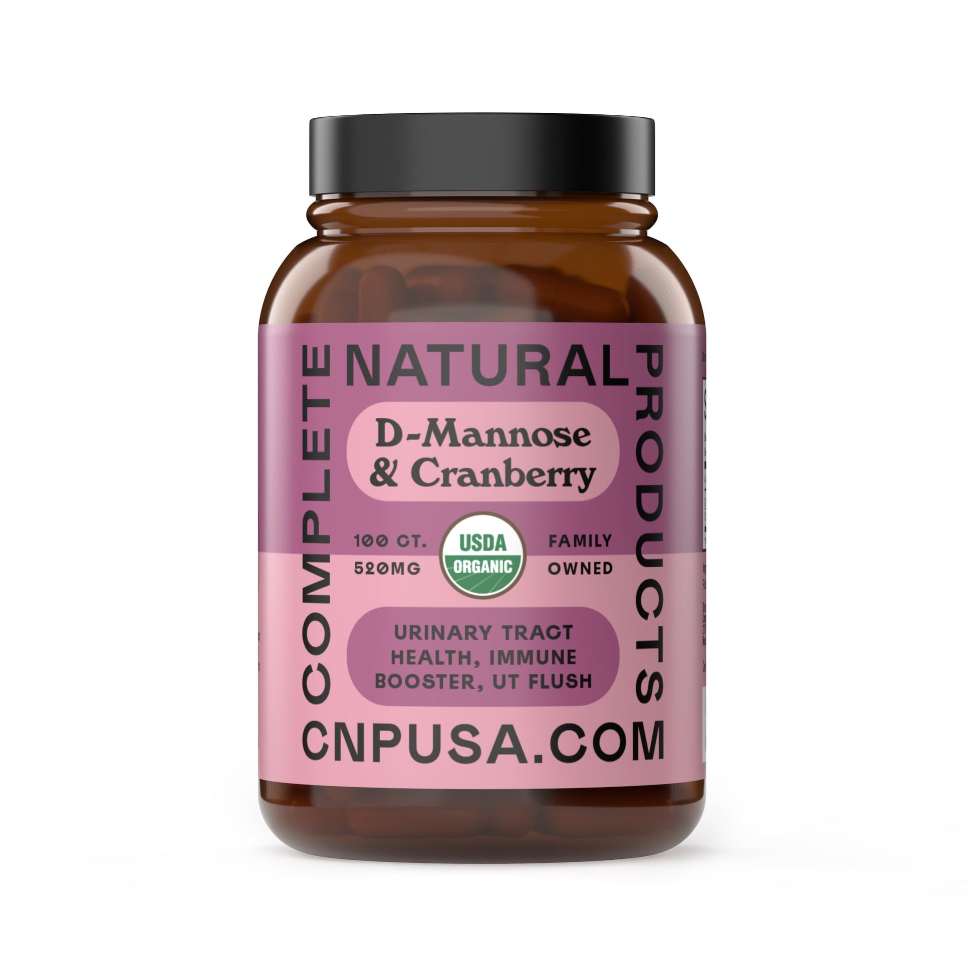 Complete Natural Products Organic D-Mannose & Cranberry Capsules 520mg, 100 Capsules