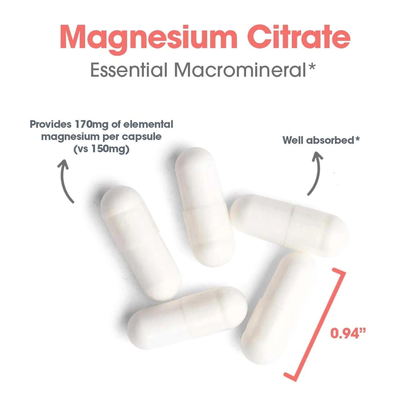 Allergy Research Group NutriCology Magnesium Citrate Bioavailable Chelated Magnesium Nervous System & Muscle Support Vegetarian Capsules 90 Count