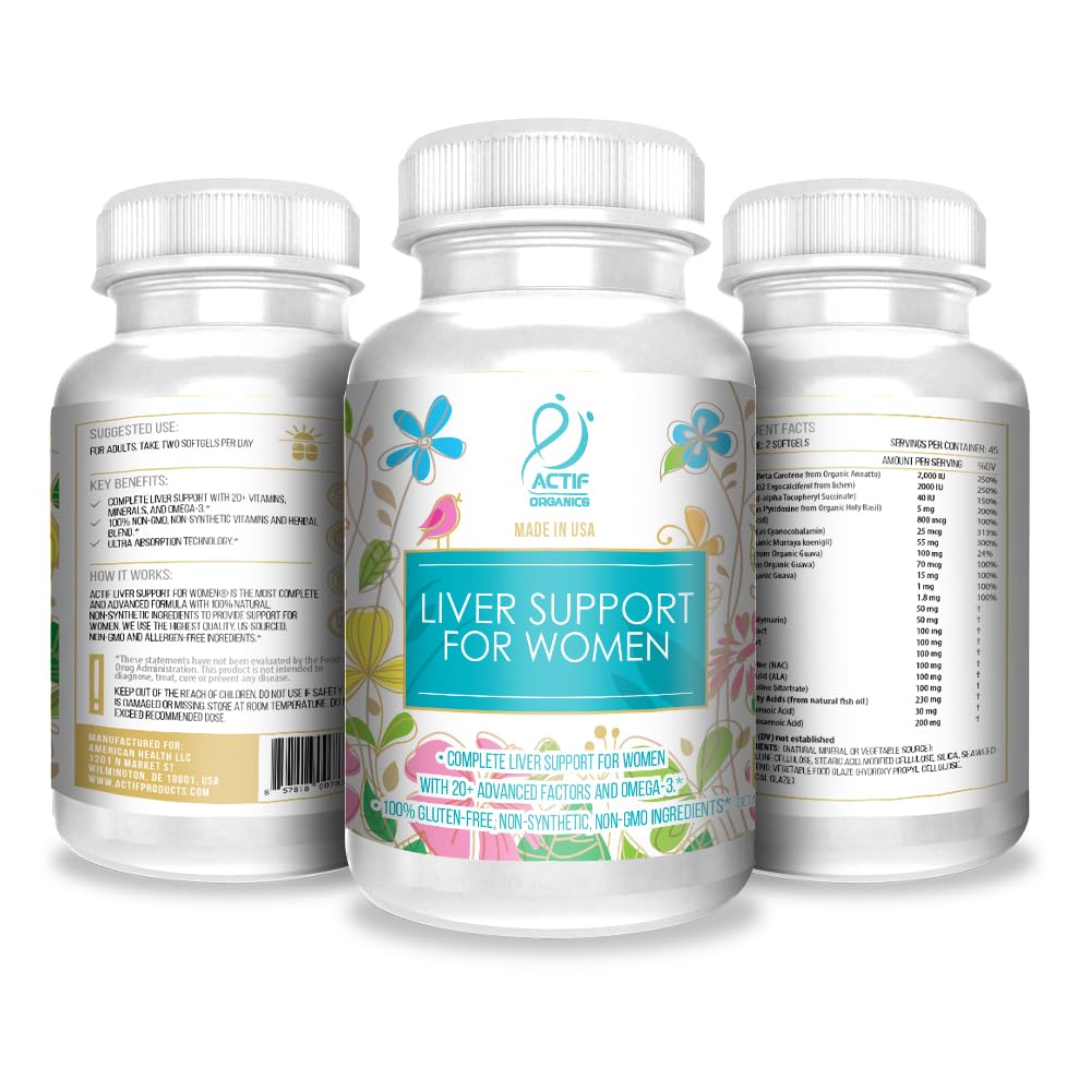 ACTIF Liver Support for Women with 20+ Advanced Factors and Omega-3 Softgel 1 Count