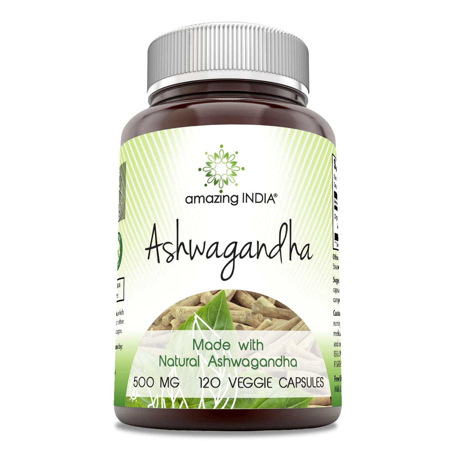 Amazing India Ashwagandha Supplement Capsules 120 Count