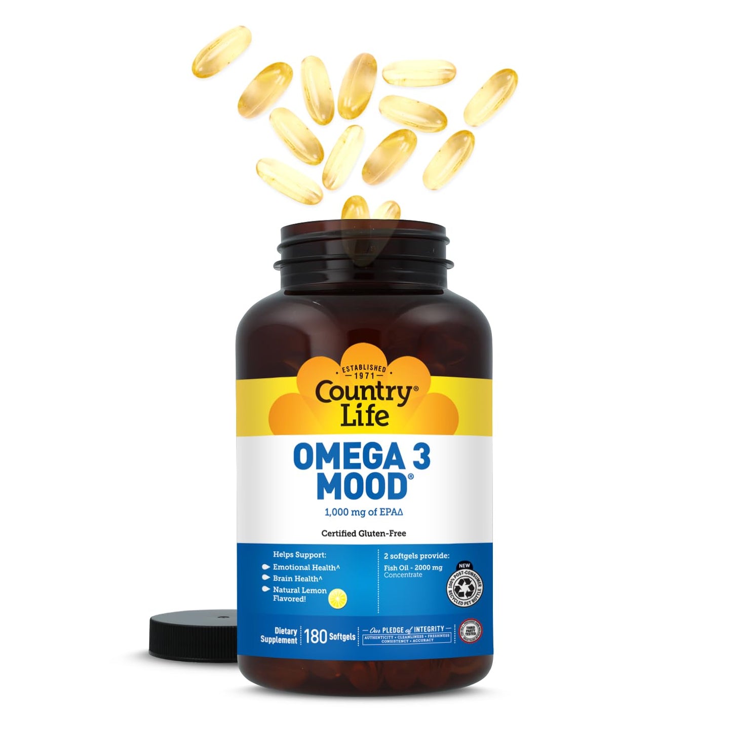 Country Life Omega 3 Mood Fish Oil 1000 mg EPA per Serving 180 Softgels