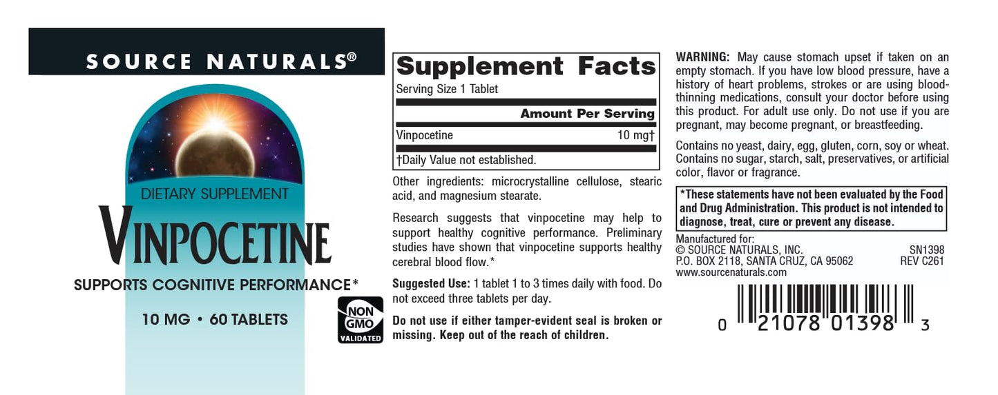 Source Naturals Vinpocetine 10 mg Tablets, 60 Count