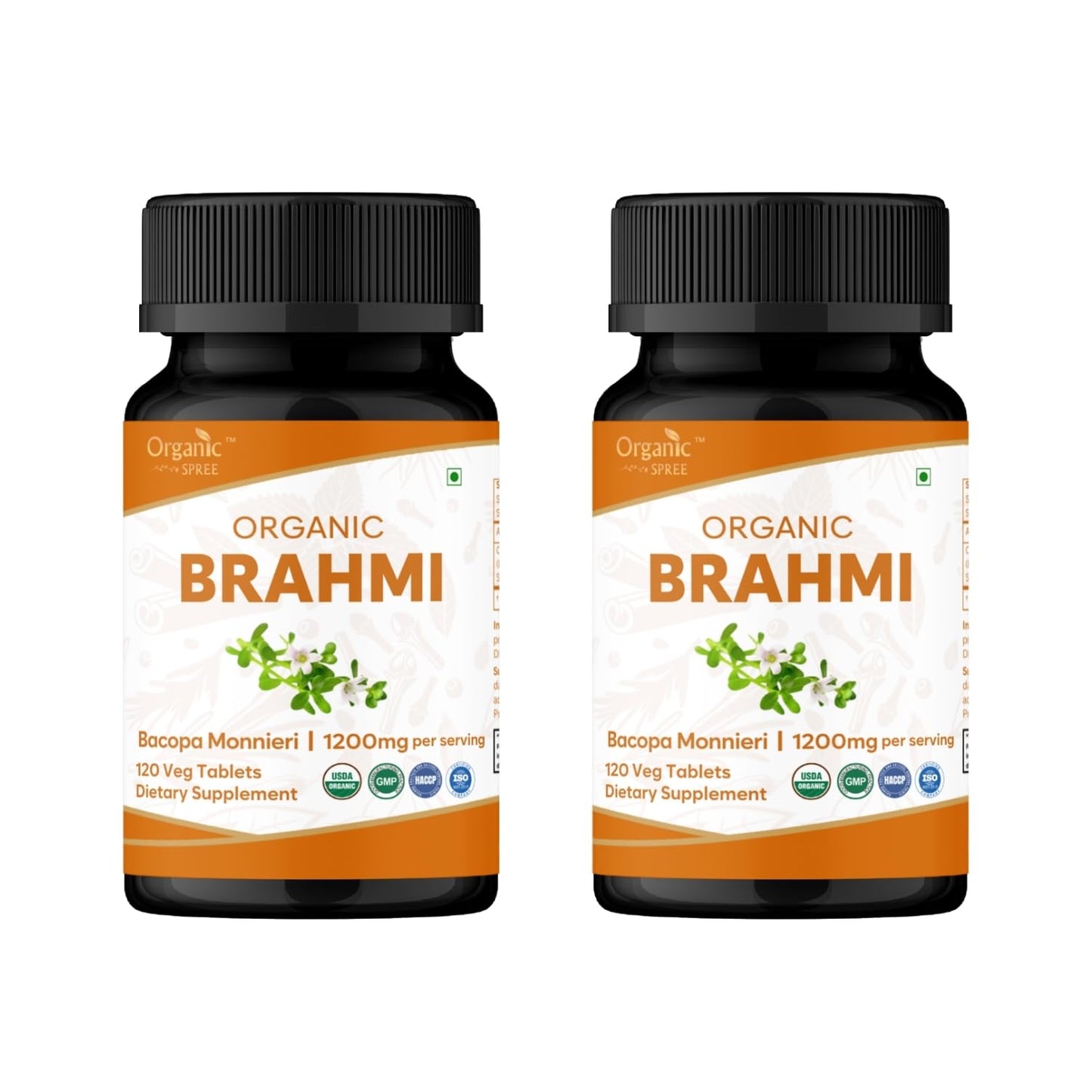 ORGANIC SPREE Brahmi Bacopa Monnieri Supplement Tablets, 240 Tablets
