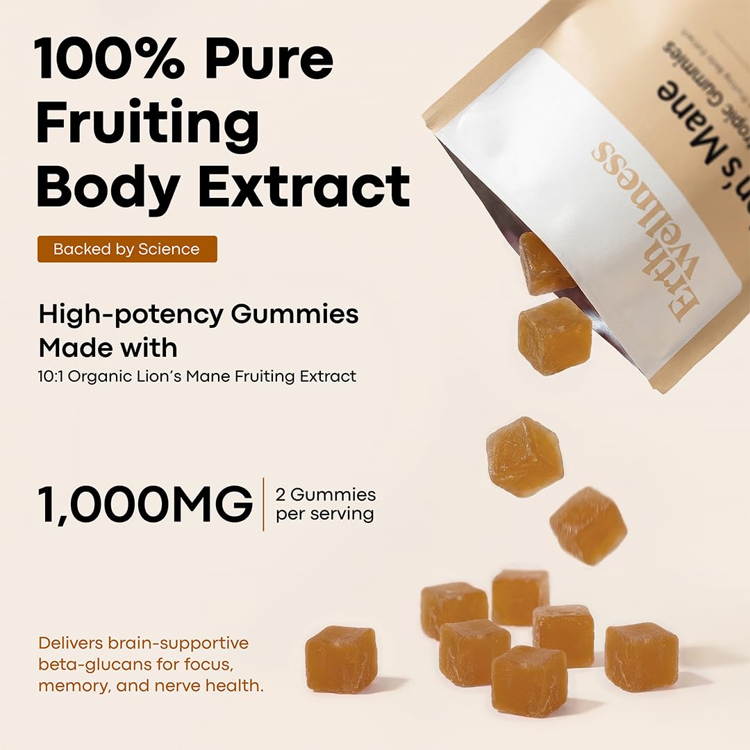 Erth Wellness Lion’s Mane Mushroom Gummies 60 Count