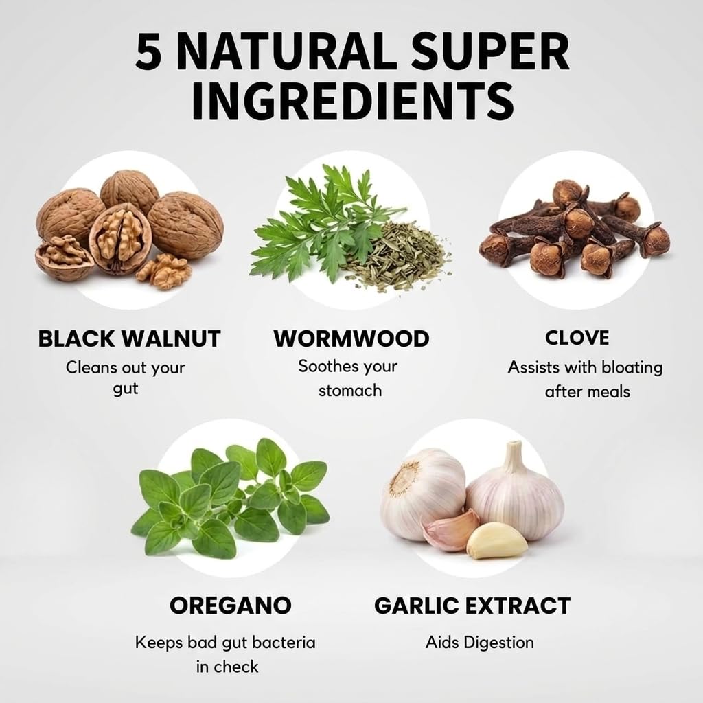 Happy Fridays Parasite Cleanse Wormwood Black Walnut Clove Capsule 60 Count