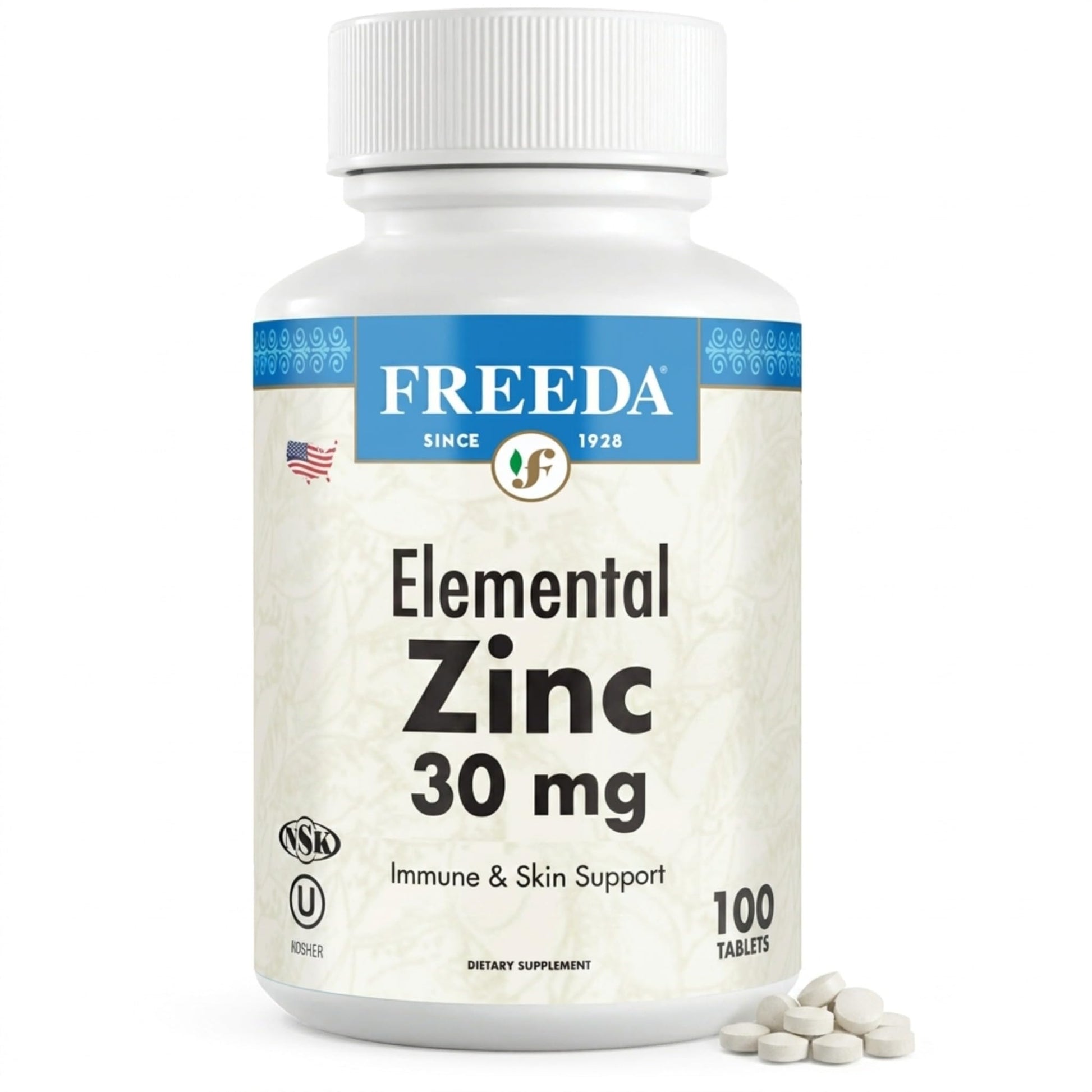 FREEDA Elemental Zinc 30 mg Tablet, 100 Tablets