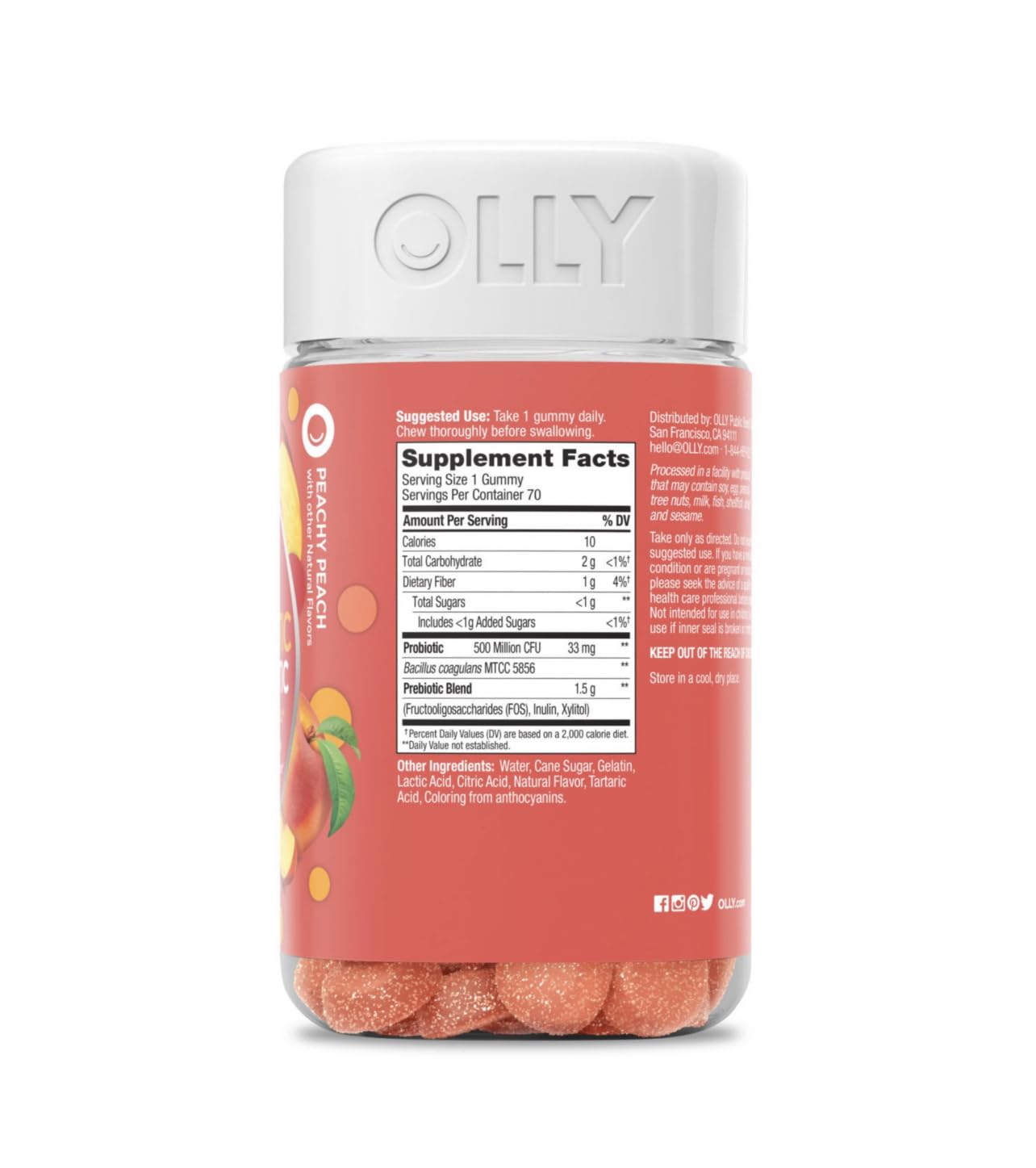 OLLY Probiotic + Prebiotic Gummy 70 Count