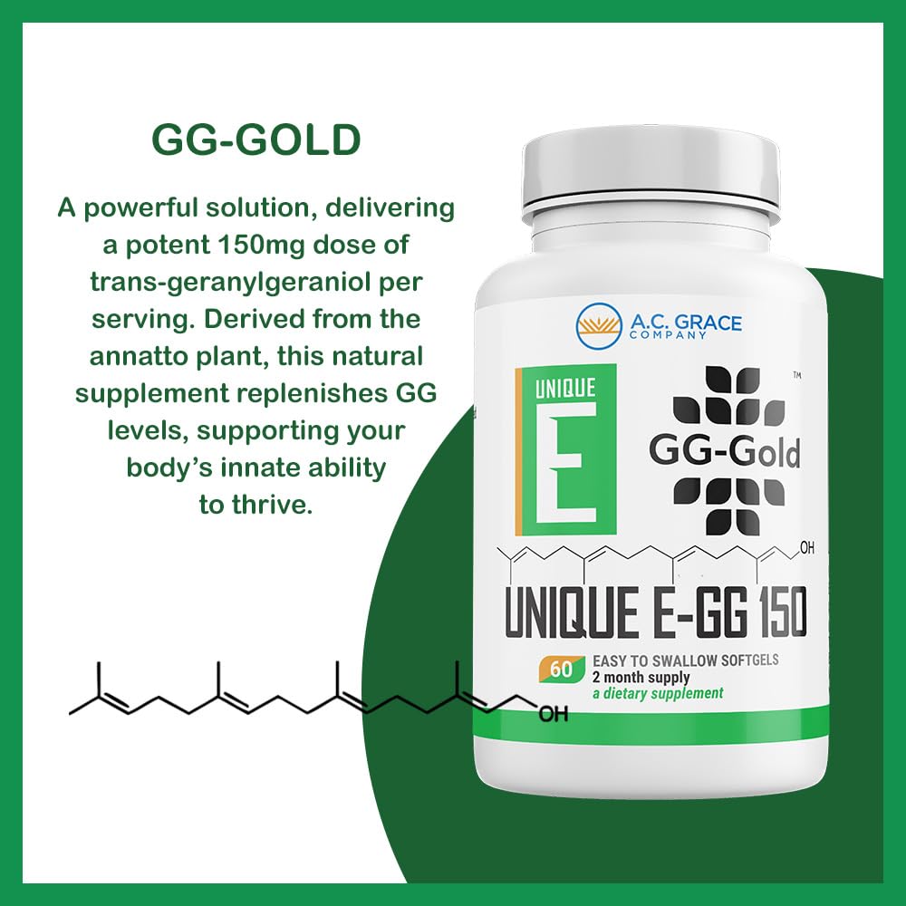 UNIQUE E GG-Gold 150mg Geranylgeraniol Supplement 60 Softgels
