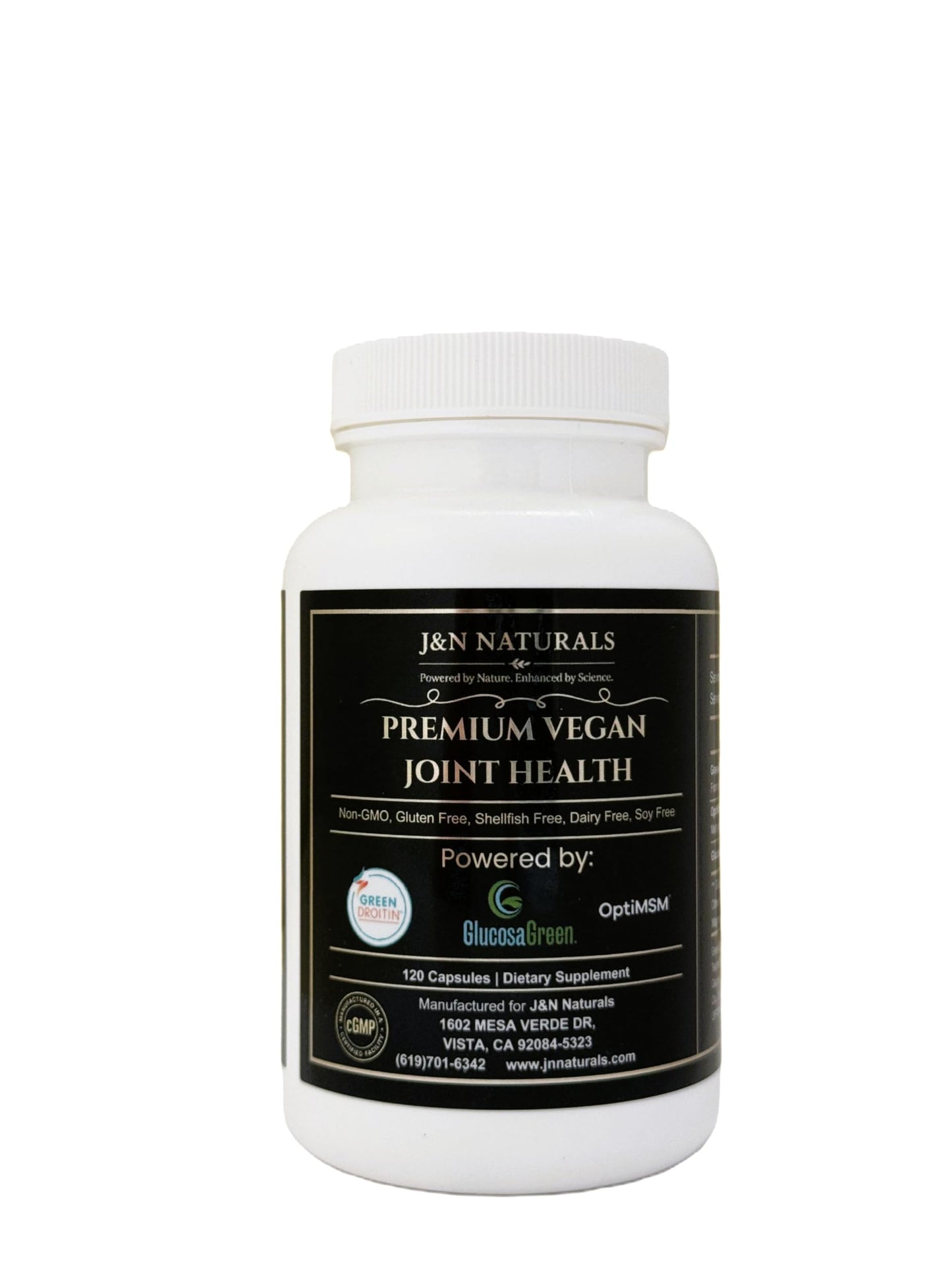 J&N Naturals Vegan Glucosamine Chondroitin MSM Joint Support Supplement 120 Capsules