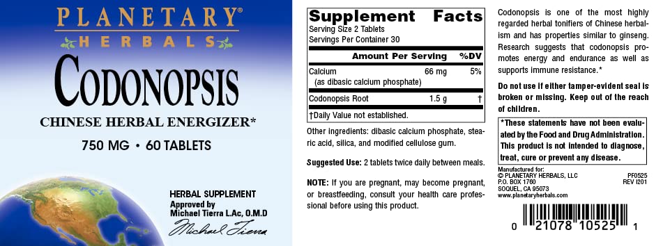 Planetary Herbals Codonopsis Tablets 60 Count